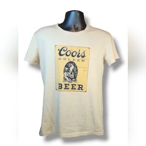 EUC Men’s Retro Coors Banquet Golden Beer Advertisement Biege T-Shirt Size Small